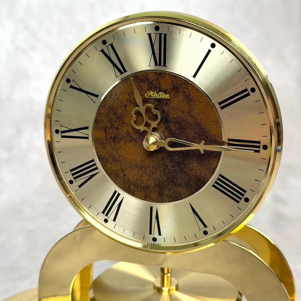 Vintage Haller Anniversary Clock Quartz Torsion Pendulum Brass Glass Dome  PARTS